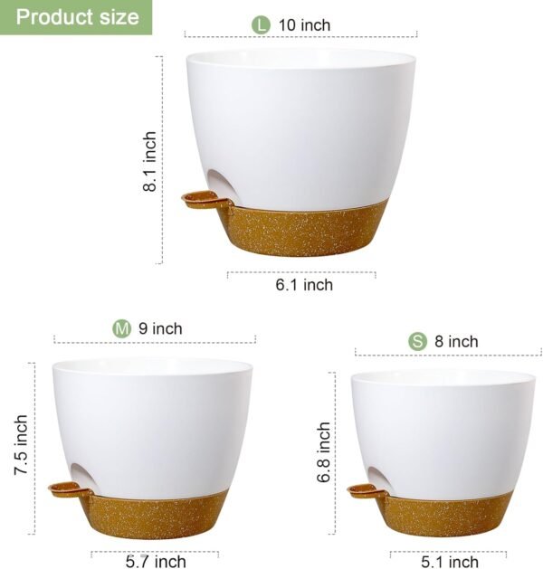 10/9/8 inch Medium Self Watering Pots, Planter with Removable Deep Reservoir - Image 2