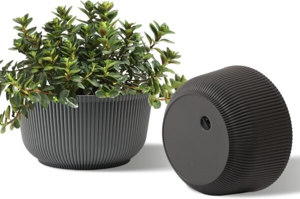 8 Inch Plant Pots, 2 Pack Self Watering Planter with Drainage Hole