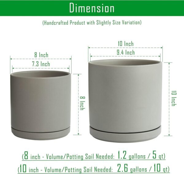 8 Inch & 10 Inch Ceramic Planter Pot for Plants with Drainage Hole - Image 6